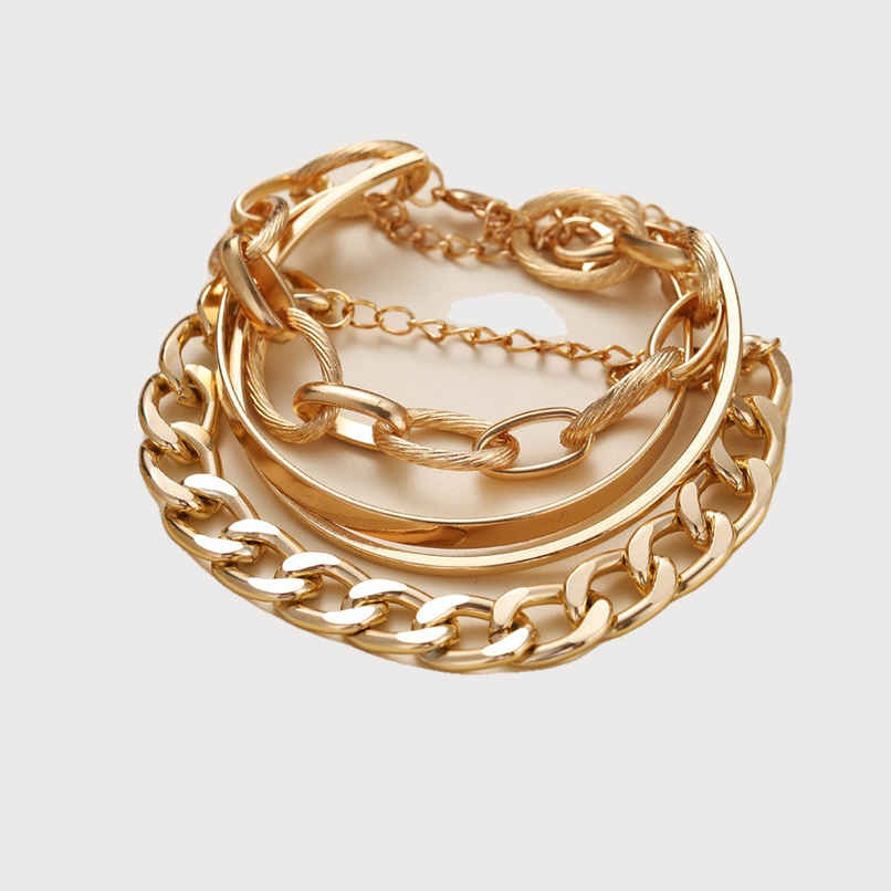 Shining Diva Fashion Set of 4 Stylish Multilayer Gold Plated Bracelet for Women and Girls | 14696b