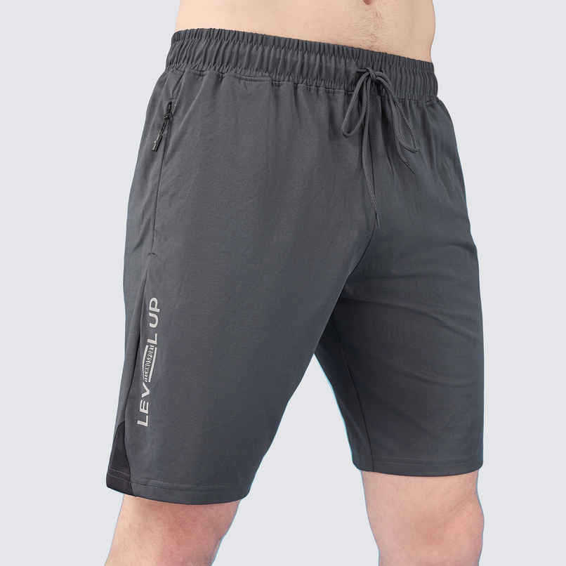 Technosport Men Poly Solid Slim Fit Sports Shorts with ELASTO LITE | Black | L