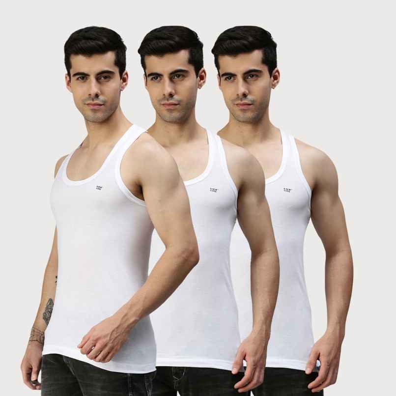Lux Cozi Men's White Cotton Vest | White | 80 - Pack of 3