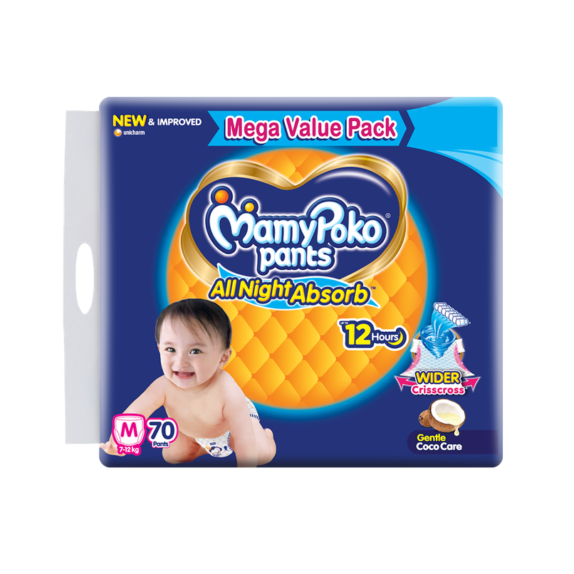 Mamypoko Pants All Night Absorb Pant-Style Baby Diapers | Size M (7-12 kg)