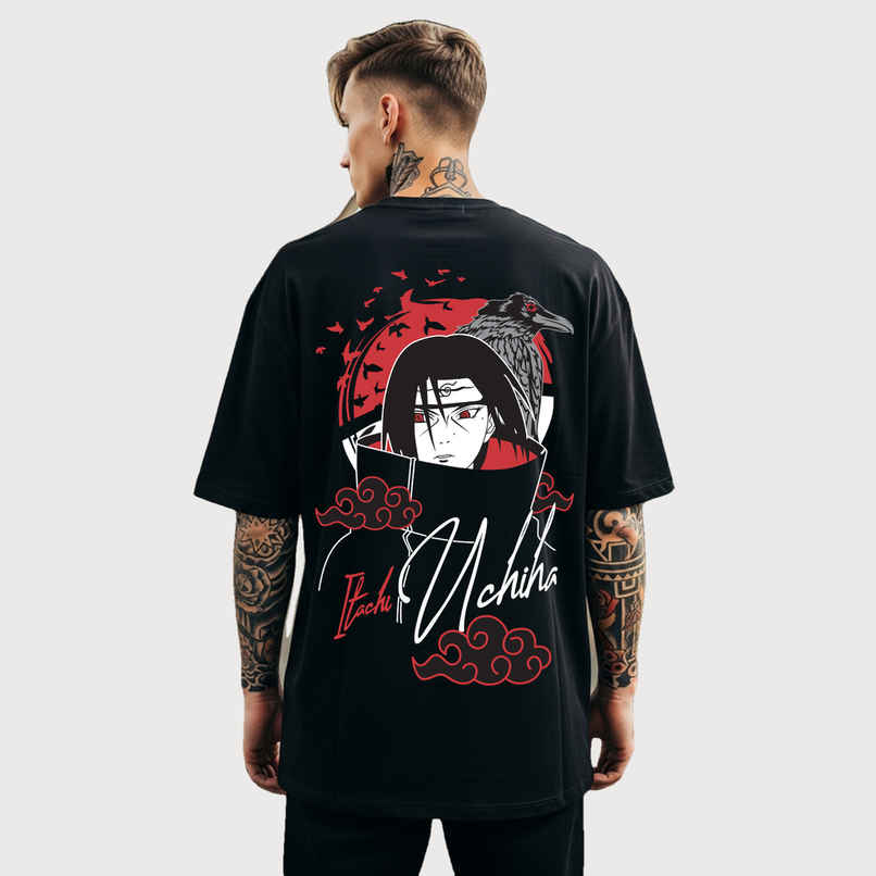 BENNY BROOKS Men's Round Neck half sleeve Oversized T-shirt |AA(ARN)BLACK129 | Black - L