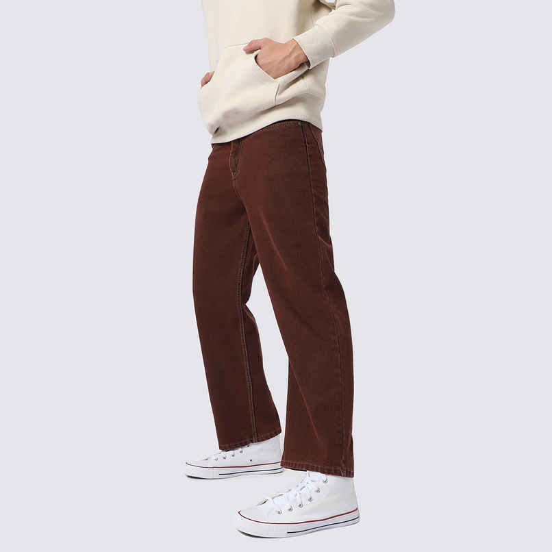 Urbano Fashion Men's Jeans Loose Baggy Fit Washed Non-Stretchable | Brown | 32