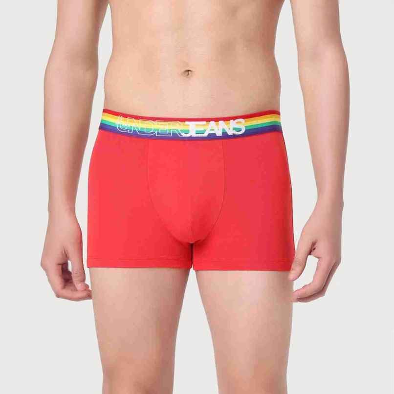 Underjeans by Spykar Men's Red Multi Pack of 1 Trunk | L