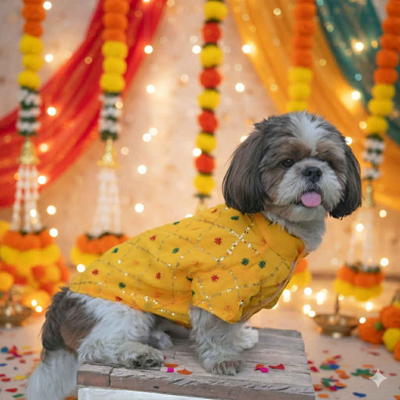 Pawgy Pets Festive Shirt Yellow For Dogs And Cats | S