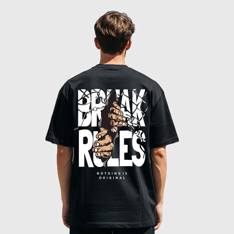 BENNY BROOKS Men's Round Neck half sleeve Oversized T-shirt |AA(ARN)BLACK158 | Black - M