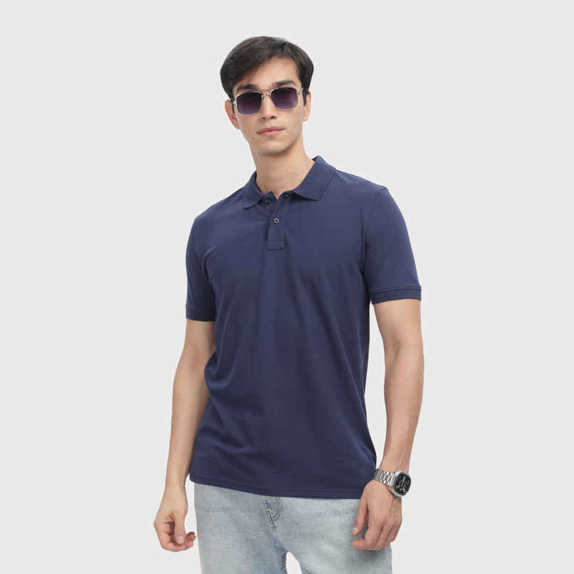 OUTLAWS Men's Premium Cotton Lycra Polo T-Shirt | Navy Blue - XL OUTLAWS Men's Premium Cotton Lycra Polo T-Shirt | Navy Blue - XL