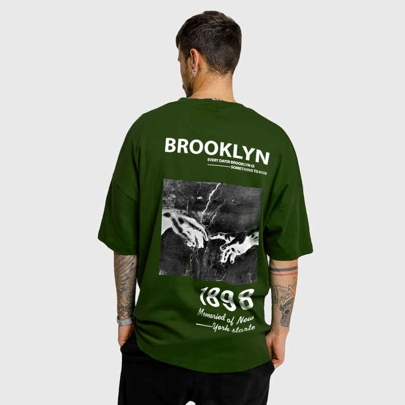 De Tees Men's Oversize T-shirt | M-OST-OLIVE-BROOKLYN | Olive - M