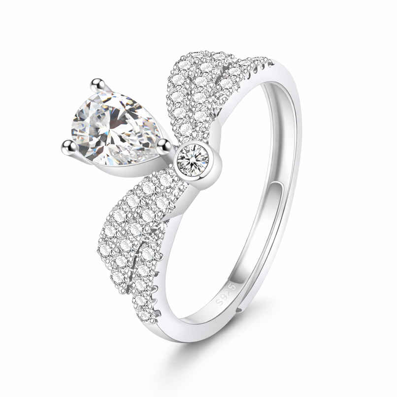 Beautynx Diamond Bow Spark Ring | Silver | BNX-RNG-0580