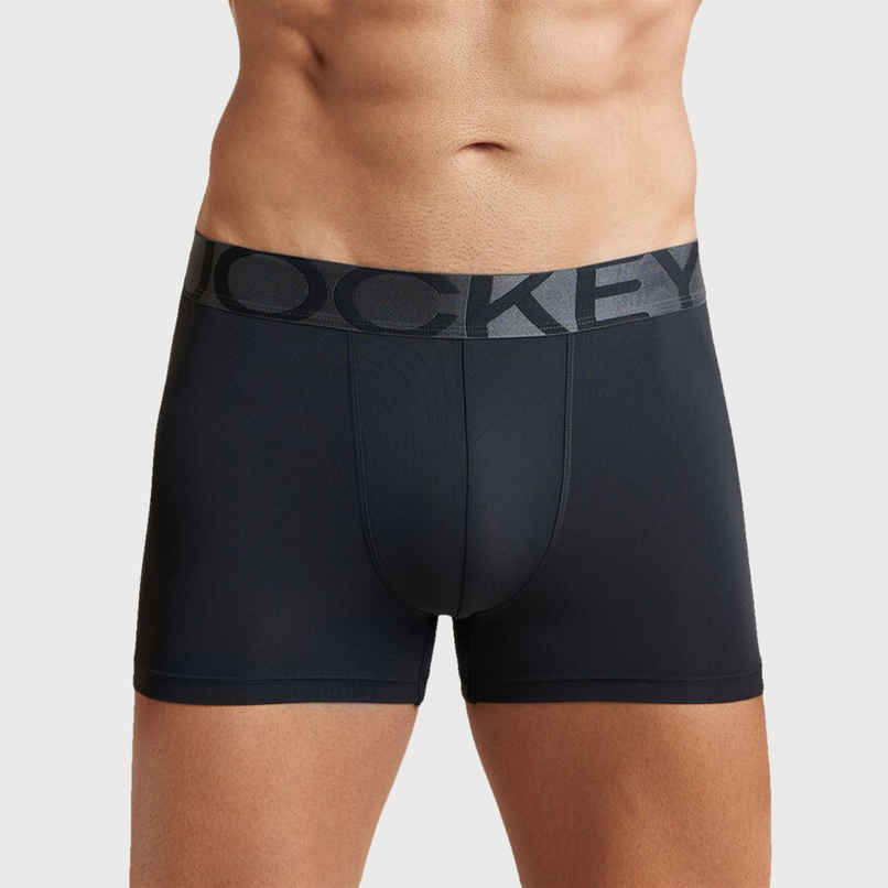Jockey IC28 Men's Tactel Microfiber Elastane Stretch Underwear Solid Trunk | Black-L Jockey IC28 Men's Tactel Microfiber Elastane Stretch Underwear Solid Trunk | Black-L