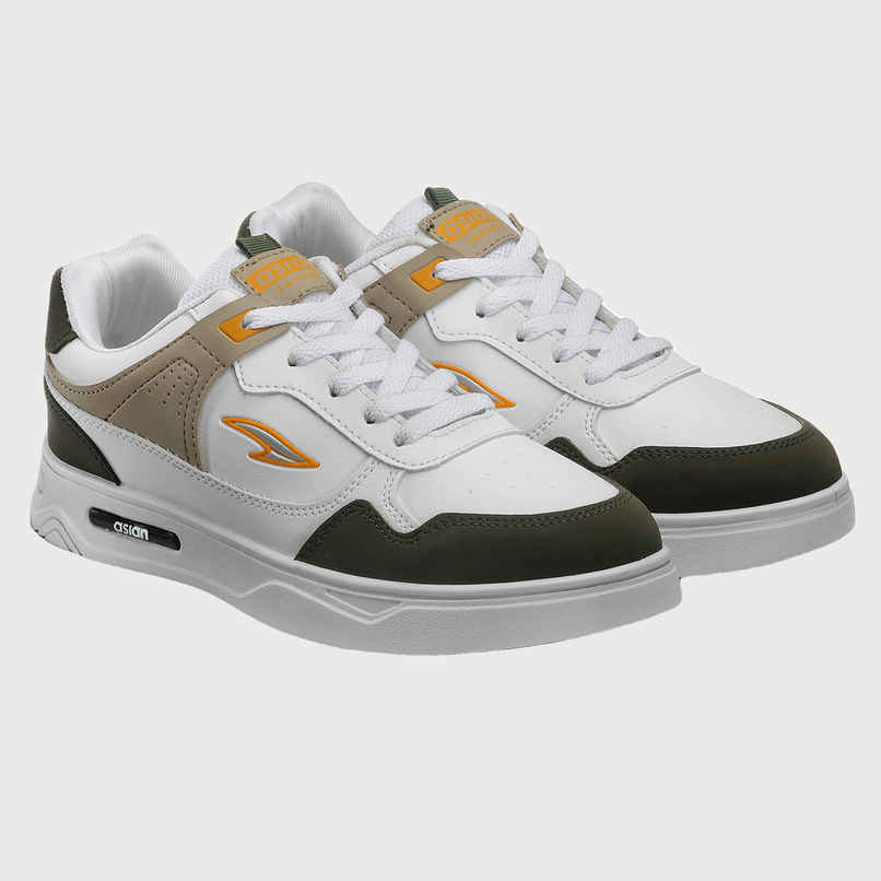 Asian Boston-01 Men Sneakers White-Mehandi-Beige (UK-10)