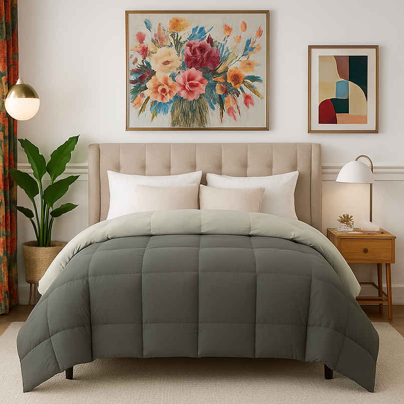 Elegant Weavers Reversible Double Bed Comforter - Grey 1 Elegant Weavers Reversible Double Bed Comforter - Grey 1