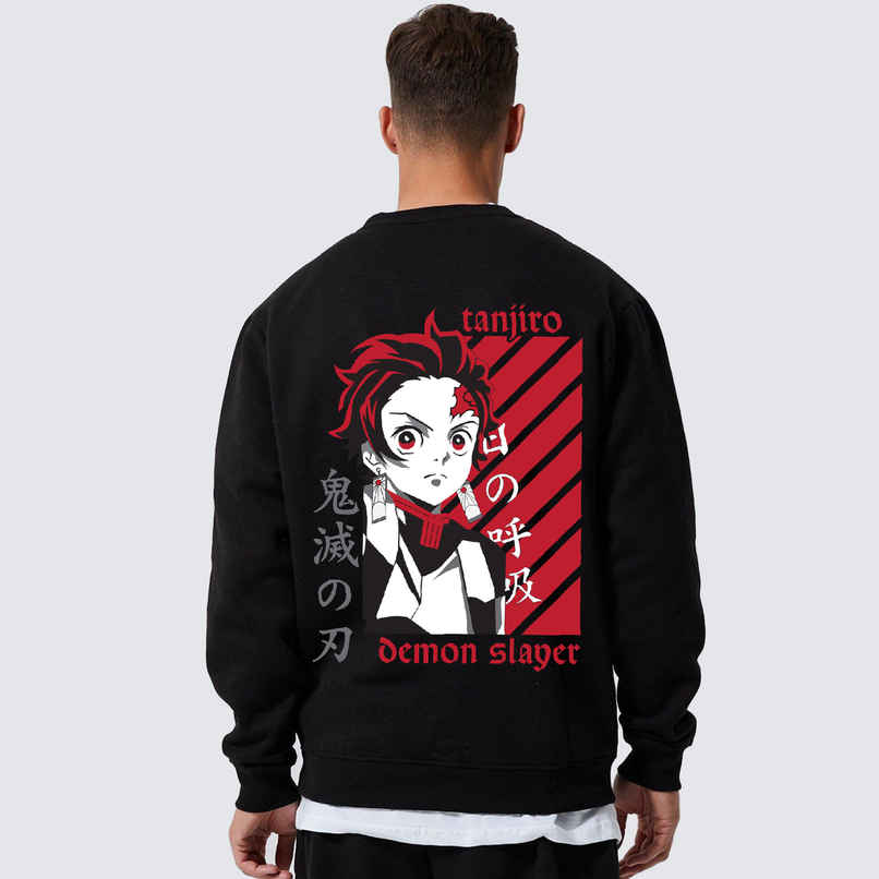 De Tees Men's Sweatshirt | DEMON SLAYER| Black - XL