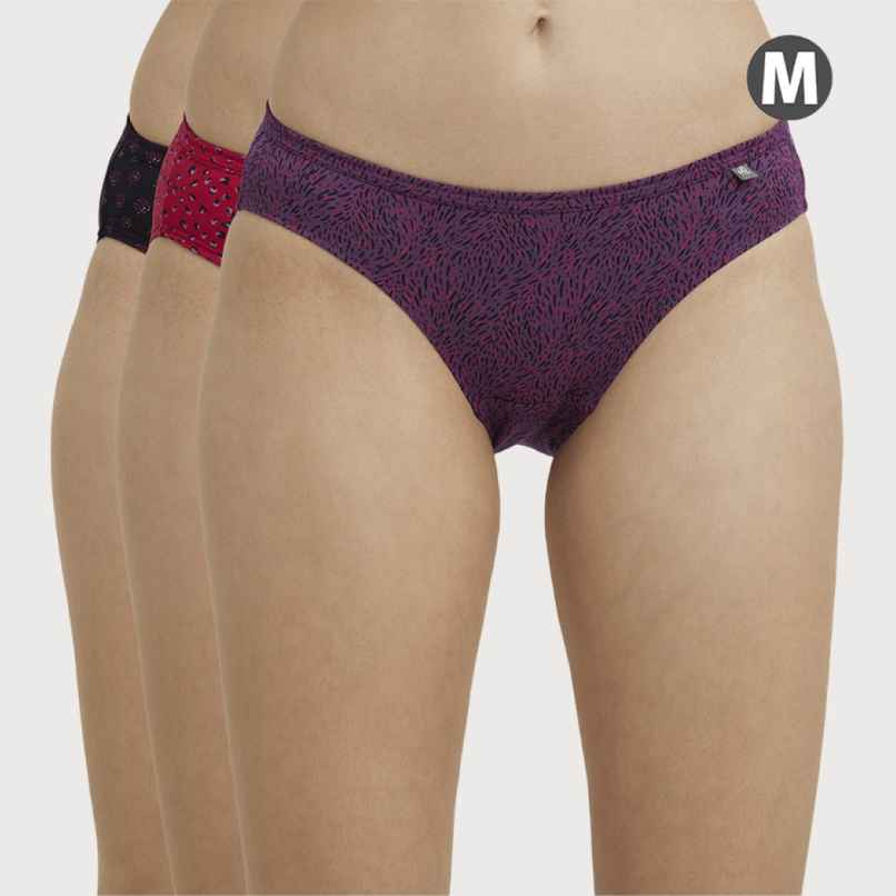 Jockey 1410 Women's Super Combed Cotton Underwear Bikini Panty|PO3 | Multicolor Dark assorted-M