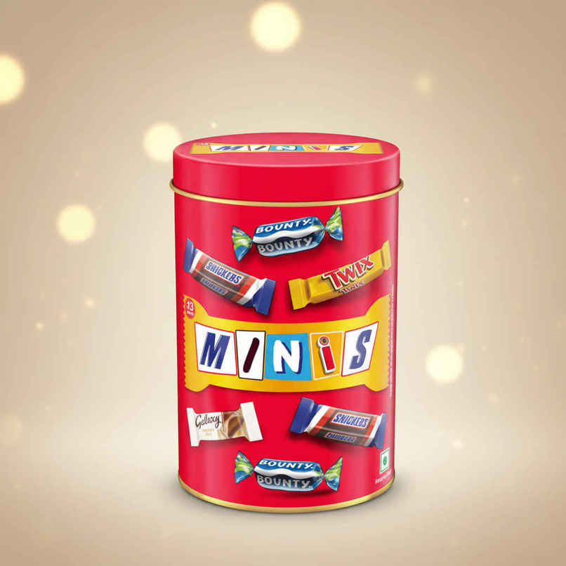 Snickers Best Of Our Minis Chocolate Gift Tin | Gifting Treat | Snickers (133g) & Fnp Single Red Rose Bouquet (1pc) Combo 