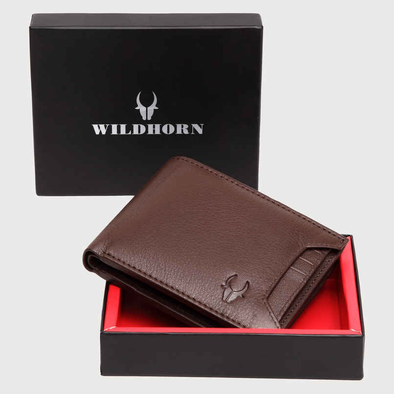 Wildhorn Men's Brand Logo Genuine Leather Bi-fold Wallet | Brown