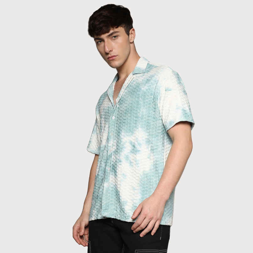 Campus Sutra Men's Tie-Dye Honeycomb Shirt | Multicolour - S