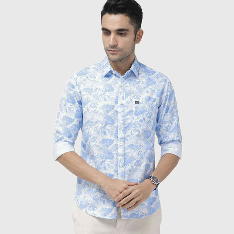 The Indian Garage Co Men's Slim Fit Abstract Print Casual Shirt | Blue - 2XL