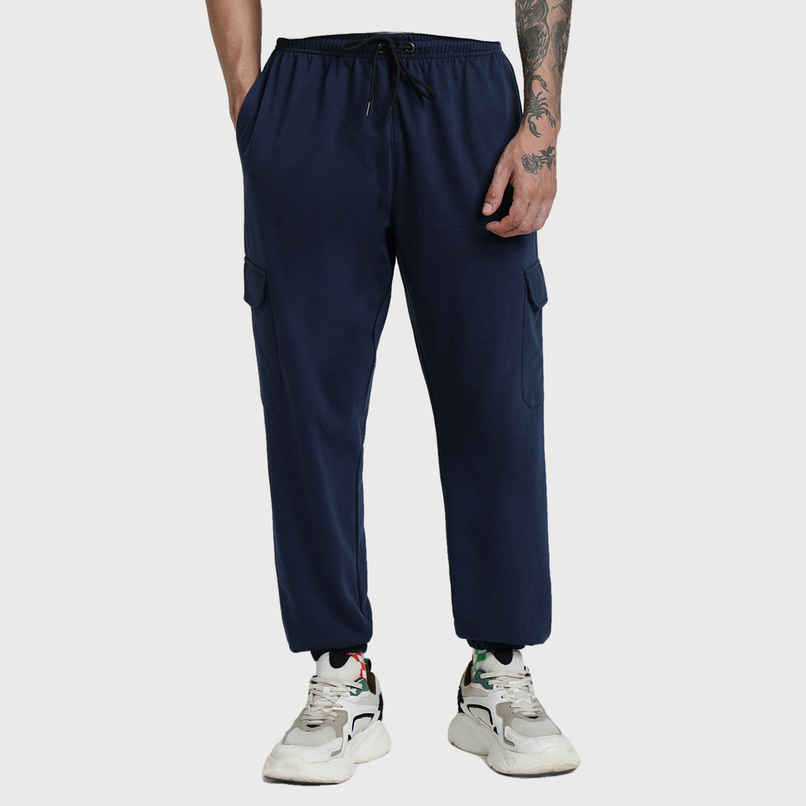 VEIRDO Men's Solid Regular Cargo with Side Pocket | VDMBW0300001 | Navy Blue - M