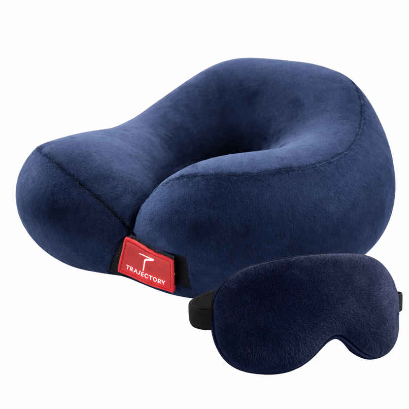 Trajectory Unisex Solid Polyester Travel Neck Pillow with AdvanceDXorthopedic | Blue - Free Size