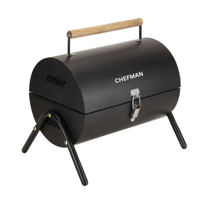 Chefman Barrel Charcoal Barbeque Grill | Detachable Legs | With Accessories | Black Chefman Barrel Charcoal Barbeque Grill | Detachable Legs | With Accessories | Black