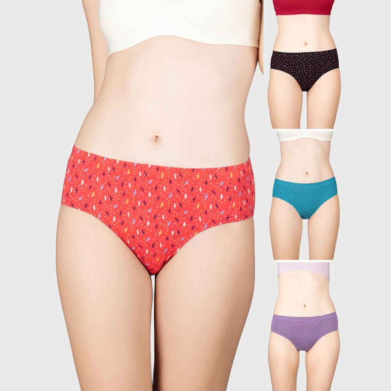 Lux Cozi Her Pure Cotton Hipster Printed Panty | Multicolor | Size-80 | Pack Of 4