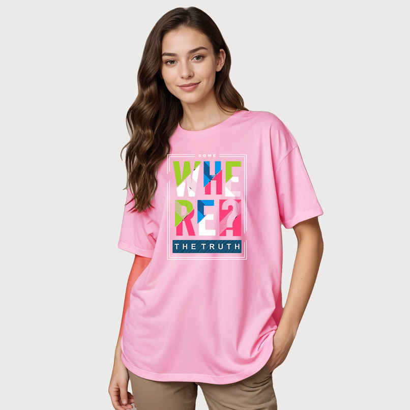 Smartees Women's Oversize Printed T-shirt | WW - 2044 | Pink - L Smartees Women's Oversize Printed T-shirt | WW - 2044 | Pink - L