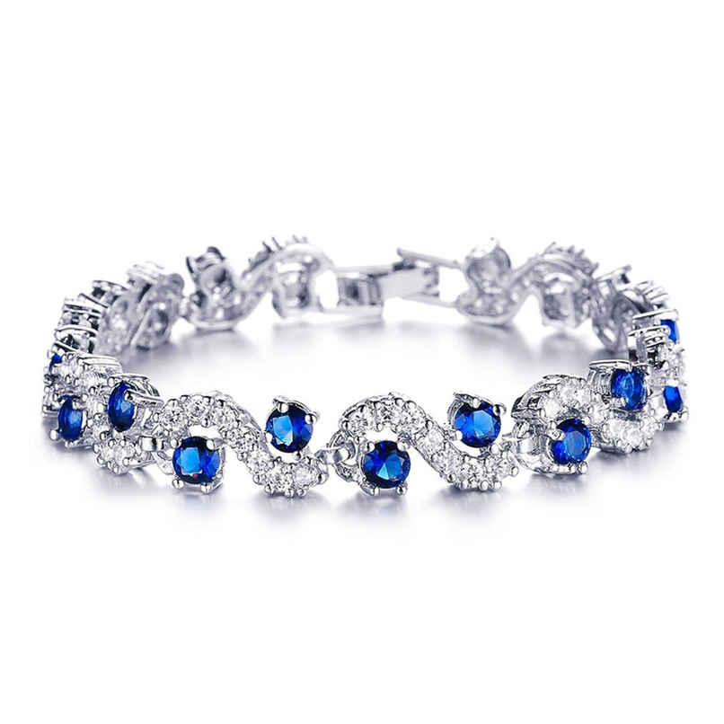 Shining Diva Fashion Royal Blue Crystal Cz Silver Plated Bracelet for Girls and Women | 9576b