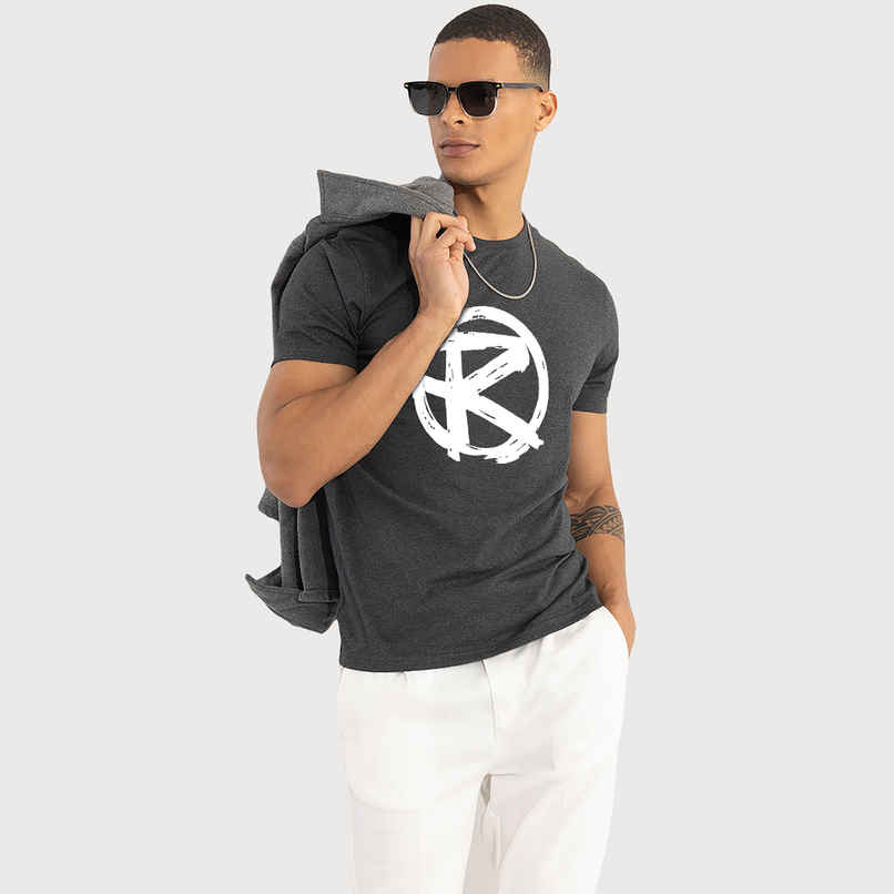 De Tees Men's Half Sleeve T-shirt | MHS-R | Charcoal Grey - XXL