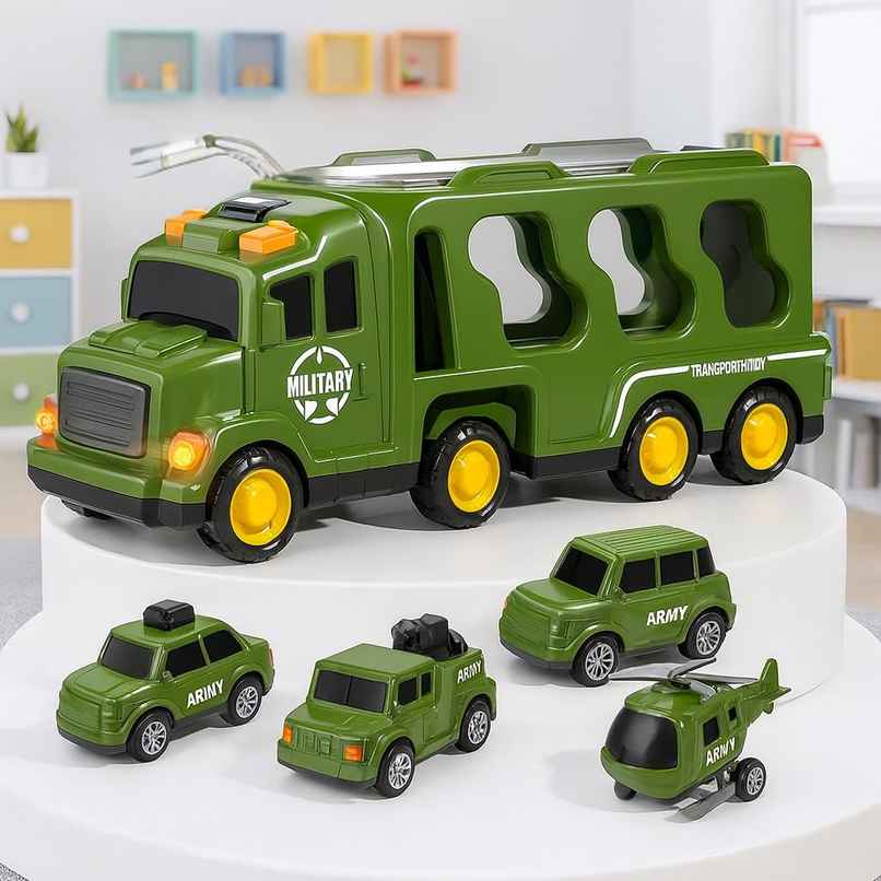 Storio 5 in 1 Army Truck Toy Set | Military Vehicle Toy for Kids
