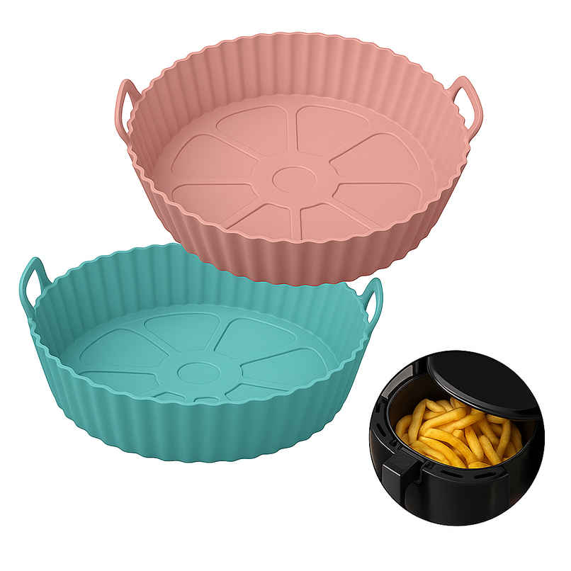 DALUCI Silicone Air Fryer Liners 8 Inch Reusable Heat Resistant Basket Trays