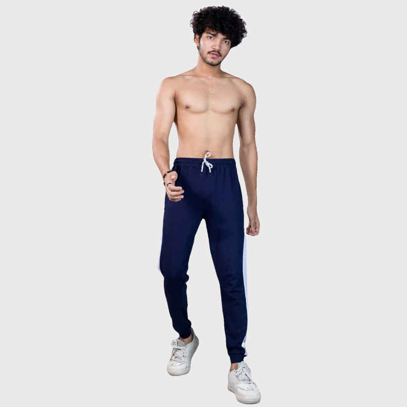 GCYX Men's Track Pant | 100% Cotton Comfortable Wear | Ecru Cut Sew | Navy - L