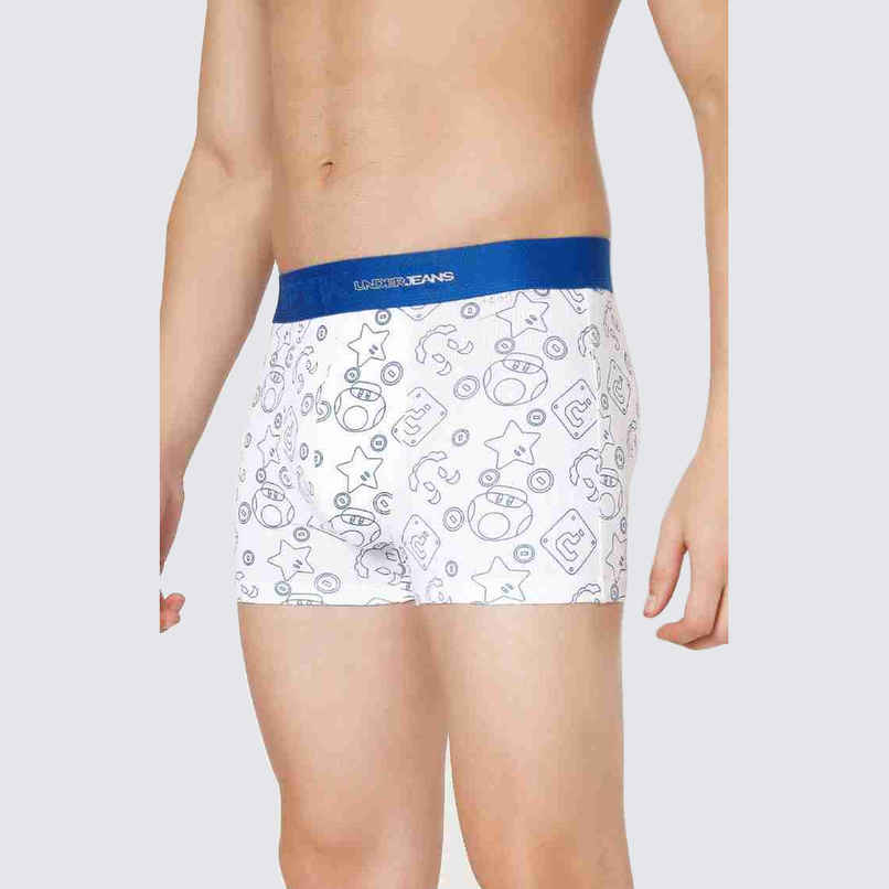 Underjeans by Spykar Mens Premium White and Dark Blue Trunk | S