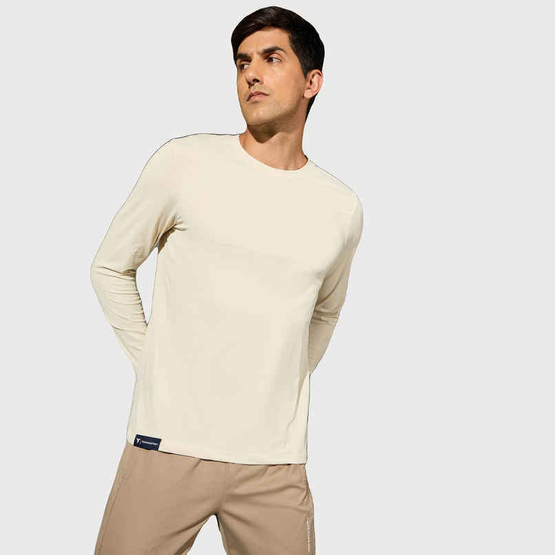 Technosport Men's Poly Solid Slim Fit Round Neck Full Sleeve Sports T-shirt | Oat Meal - M Technosport Men's Poly Solid Slim Fit Round Neck Full Sleeve Sports T-shirt | Oat Meal - M