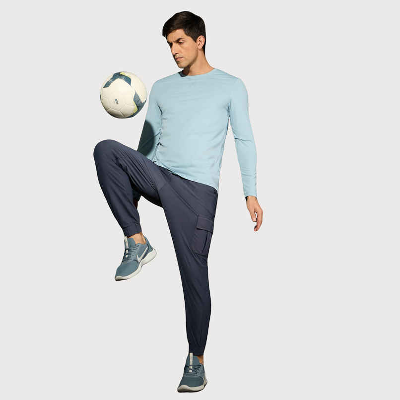 Technosport Men's Poly Solid Slim Fit Round Neck Full Sleeve Sports T-shirt | Smoke Blue - XL Technosport Men's Poly Solid Slim Fit Round Neck Full Sleeve Sports T-shirt | Smoke Blue - XL