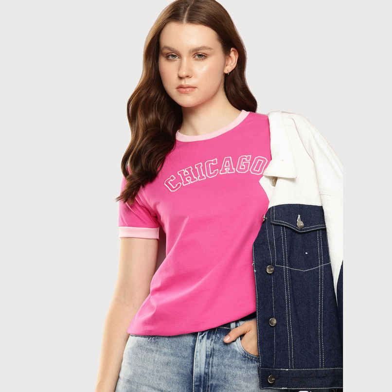 Women's Round Neck Embroidered T shirt