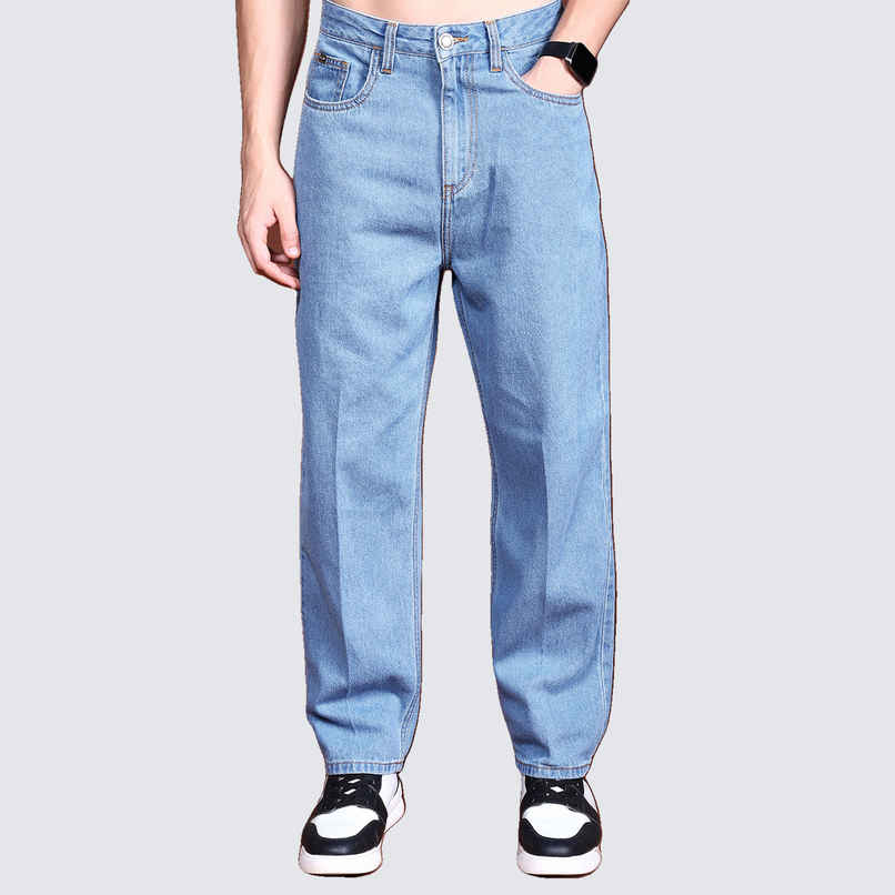 HIGHLANDER Men's Loose Fit Mid-Rise Cotton Jeans | Blue - 32