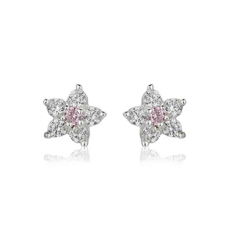 Carlton London 925 Sterling Silver Rhodium Plated with CZ Floral Stud Earring | S122327E-1
