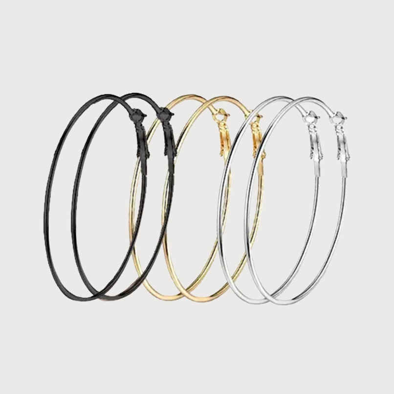 YouBella Jewellery Combo of 3 Pair of Hoop Earrings for Girls & Women (YBEAR - 32566)