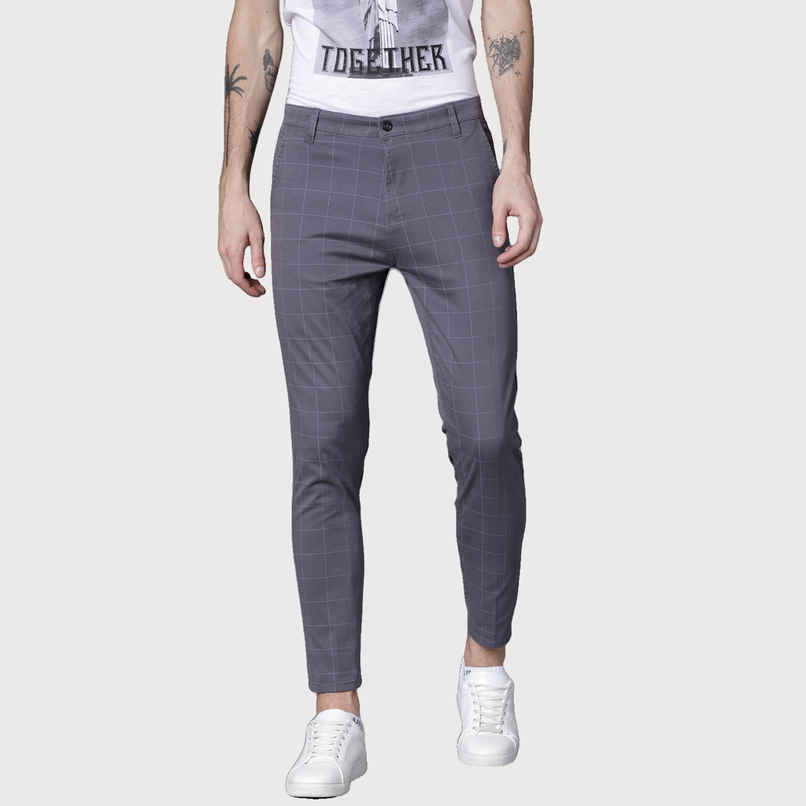 HIGHLANDER Men's Slim Fit Trousers | Grey - 32