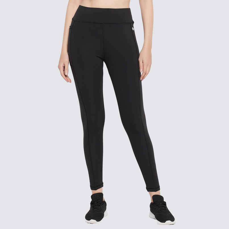 Clovia High-Rise Active Tights With Side Pocket | Black | XL