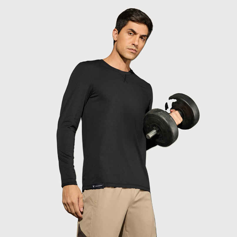 Technosport Men's Poly Solid Slim Fit Round Neck Full Sleeve Sports T-shirt | Black - XL Technosport Men's Poly Solid Slim Fit Round Neck Full Sleeve Sports T-shirt | Black - XL