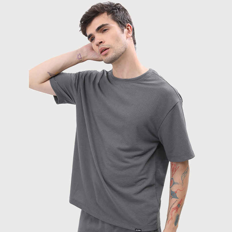 HIGHLANDER Men's Popcorn Structured Oversized T-shirt | Grey - S