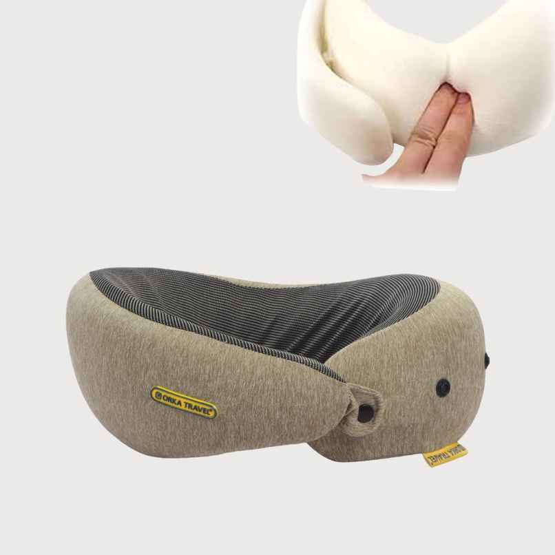 ORKA Unisex Solid Melange Neck Pillow | Brown - One Size