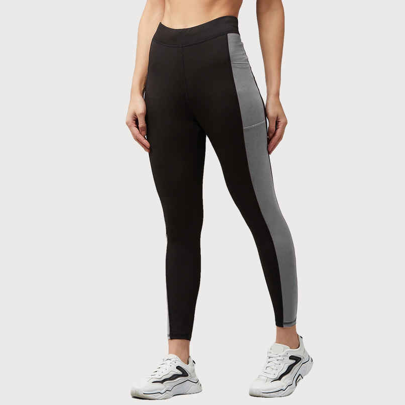 Blinkin Women's Gym Pants & Tights - Black | Grey | With Side Pockets | Ideal For Yoga | S