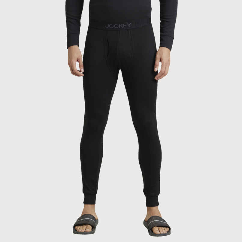 Jockey 2623 Men's Microfiber Elastane Stretch Fleece Thermal Long John | Black-L
