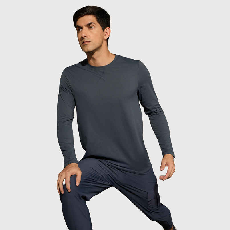 Technosport Men's Poly Solid Slim Fit Round Neck Full Sleeve Sports T-shirt | Carbon Grey - 2XL Technosport Men's Poly Solid Slim Fit Round Neck Full Sleeve Sports T-shirt | Carbon Grey - 2XL