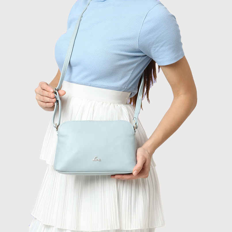 Lavie Women's Archer Pu Sling Bag | Premium Saffiano Texture | Medium | Blue