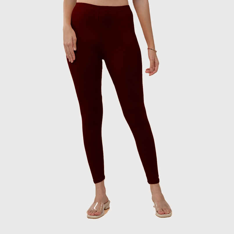 Lyra Women's Leggings Ankle Length | Maroon - Free Size