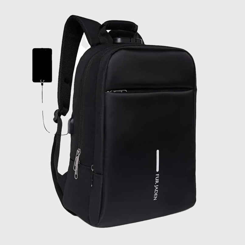 Fur Jaden Solid Artificial Leather 25 L Padded Grab Handle Laptop Backpack | Black - 15.6 Inches Fur Jaden Solid Artificial Leather 25 L Padded Grab Handle Laptop Backpack | Black - 15.6 Inches