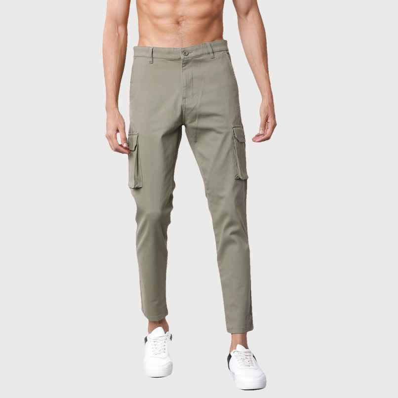 HIGHLANDER Men's Slim Fit Solid Cargos | Capulet Olive - 30